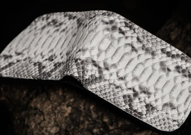 Handmade Leather Boa Skin Tooled Mens billfold Wallet Cool Slim Wallet Biker Wallet for Men