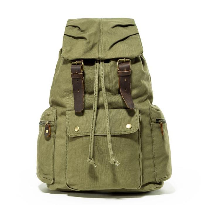 Canvas  Women Mens 18 Brown Travel Backpack Green Computer Bag College Backpack for Men