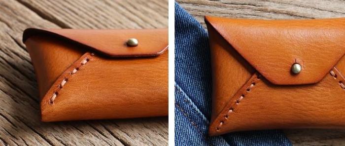 Handmade Leather Mens Change Wallet Card Wallet Front Pocket Wallet Coin Wallet for Men