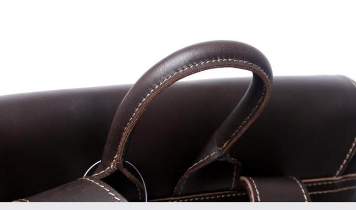 Genuine Leather Mens Cool Backpack Sling Bag Large Black Travel Bag Hiking Bag for men