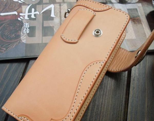 Handmade Leather Biker Wallet Mens Cool Chain Wallet Trucker Wallet with Chain