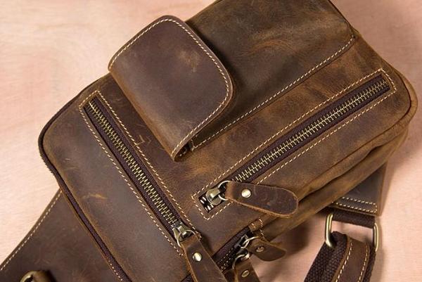 Leather Sling Bag for Men Crossbody Bag Chest Bag for men