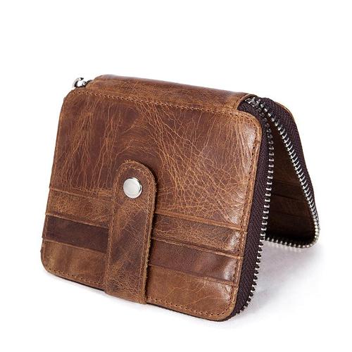 Cool Leather Small Slim Zipper Wallet billfold Wallet Card Wallets For Men