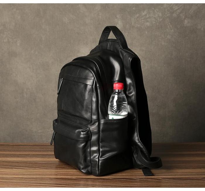 Fashion Leather Men's 15 inches Computer Backpack Black Large Travel Backpack Coffee Large College Backpack For Men