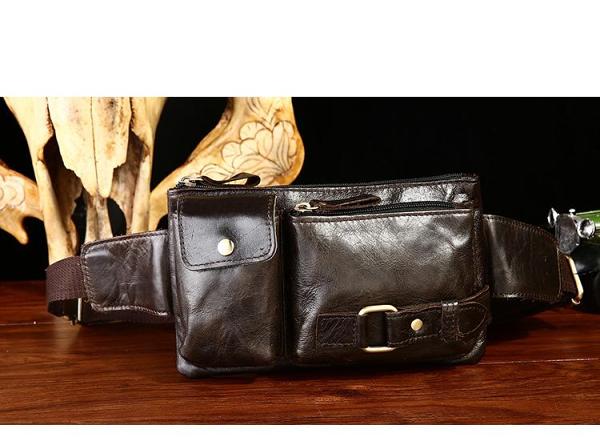 Vintage Leather Fanny Pack Mens Waist Bag Hip Pack Belt Bag for Men