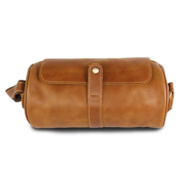 Leather Mens Cool Barrel Sling Bag Crossbody Bag for men