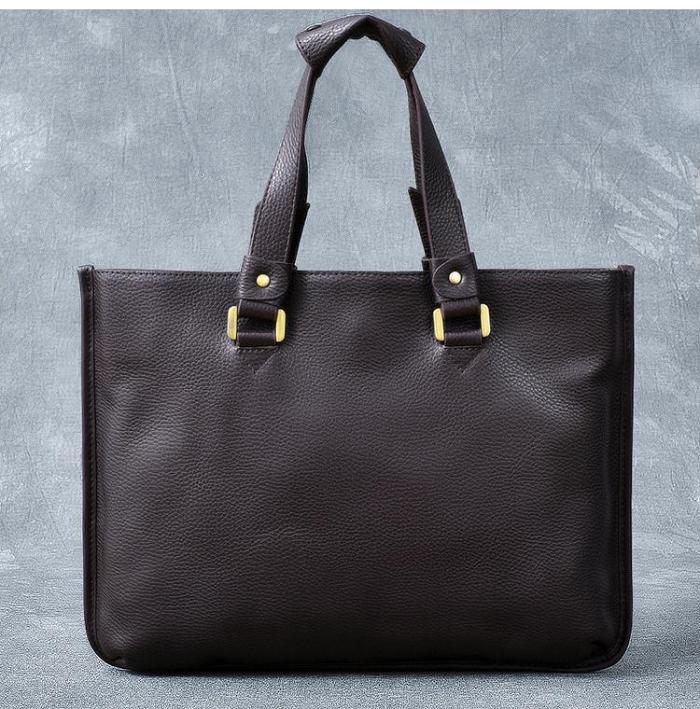 Leather Mens Womens 16 Black Briefcase Side Bag Laptop Messenger Bag Shoulder Bag For Men