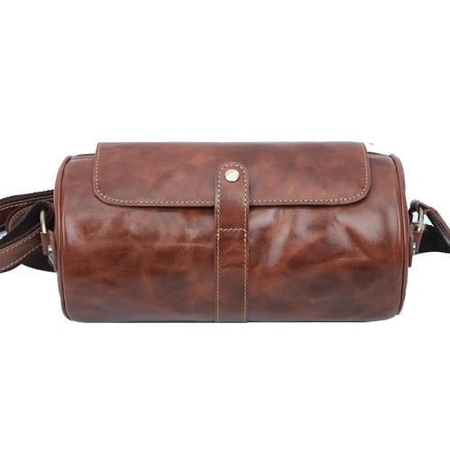 Leather Mens Cool Barrel Sling Bag Crossbody Bag for men