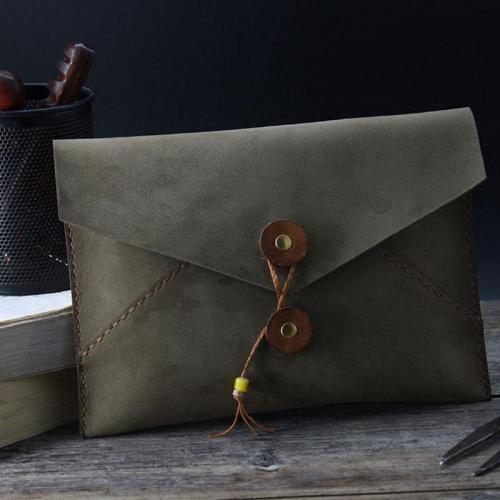 Handmade Vintage Mens Leather Clutch Wallet Cool Wristlet Wallet for Men