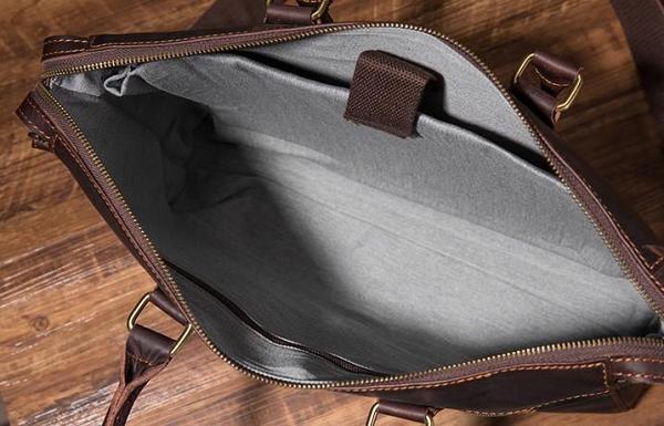 Cool Coffee Leather Mens Briefcase 15inch Laptop Bag Work Handbag Business Bag for Men