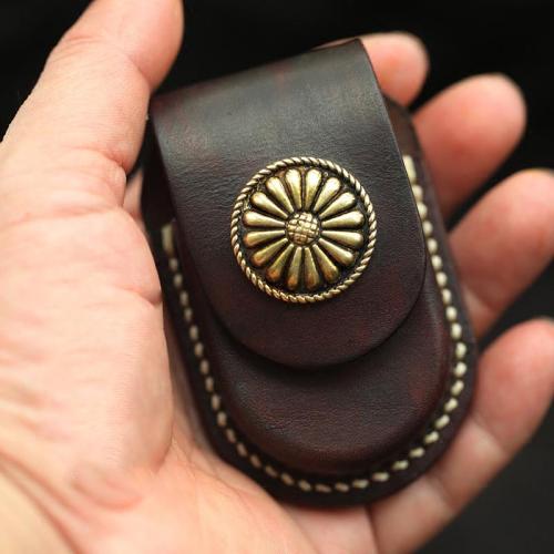 Cool Handmade Leather Mens Zippo Lighter Cases With Belt Loop Chocolate Lighter Holders For Men