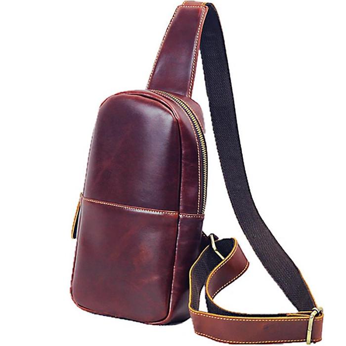 Leather Mens Cool Sling Bag Crossbody Bag Chest Bag for men