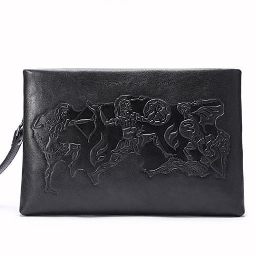 Genuine Leather Mens Urban Cohort Clutch Cool Slim Wallet Zipper Clutch Wristlet Wallet for Men