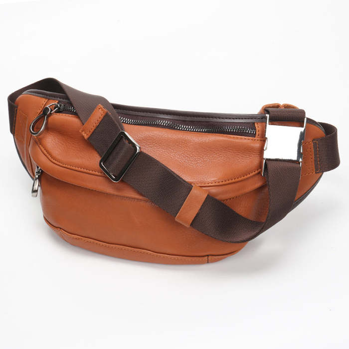 Black Mens Leather Fanny Pack Chest Bag Black Leather Bumbag Leather Belt Bag For Men
