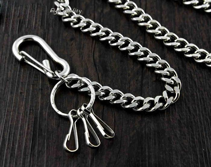BADASS SILVER STAINLESS STEEL MENS Key Chain PANTS CHAIN WALLET CHAIN BIKER WALLET CHAIN FOR MEN