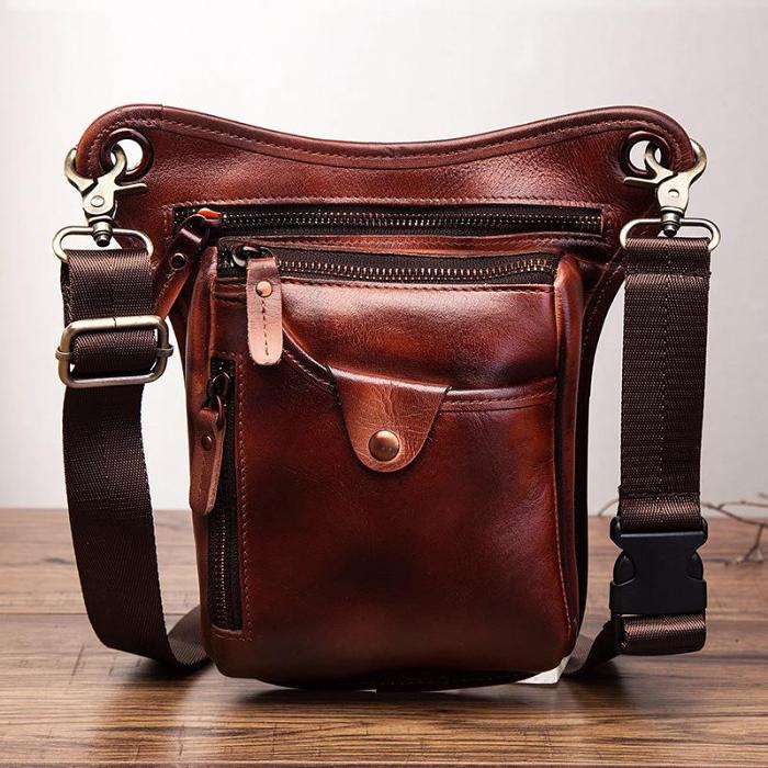 Cool Leather Biker Drop Leg Bag Mens Belt Pouch Waist Bag Shoulder Bag for Men