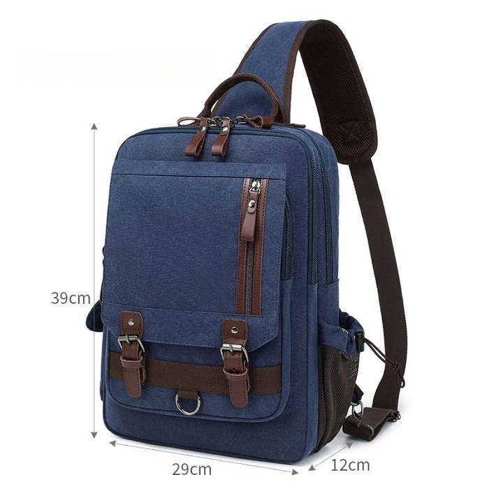 Gray School Canvas Large Sling Bag For Men Business Canvas Sling Bag For Big Men