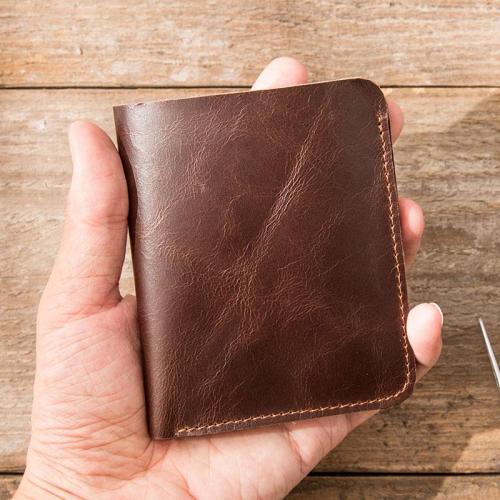 Cool Leather Mens Small Wallets Bifold Slim Front Pocket Wallet for Men