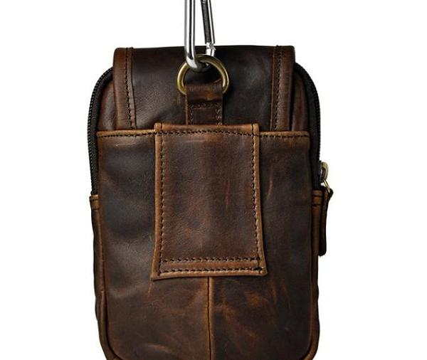 Small Mens Leather Belt Pouch Side Bag Holster Belt Case Waist Pouch for Men