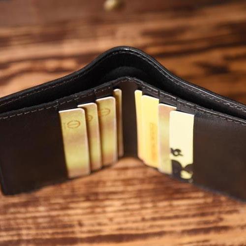 Handmade Leather Mens Cool Slim Leather Wallet Men Small Wallets Bifold for Men
