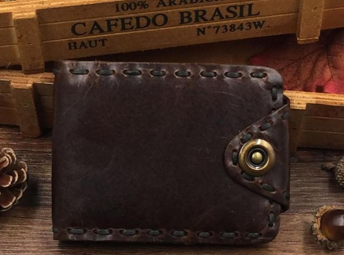 Handmade Cool Leather Small Mens Wallet Bifold billfold Wallet for Men