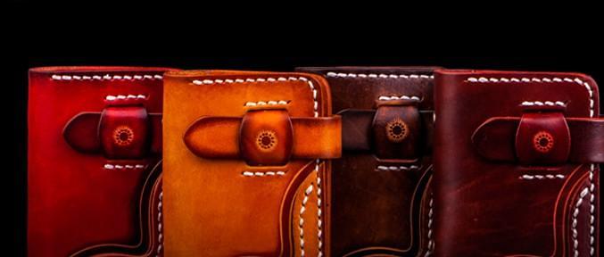 Handmade Leather Mens Cool Short Wallet Card Holder Small Card Slim Wallets for Men