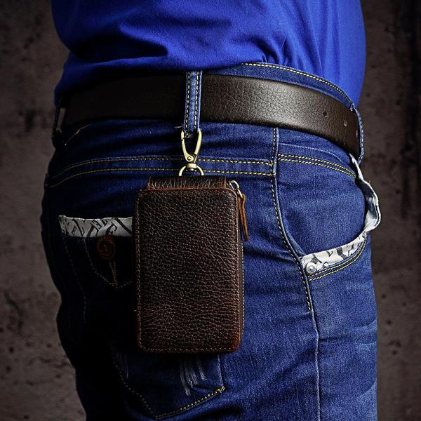 Handmade Leather Mens Cool Key Wallet Car Key Holder Case Card Wallet for Men