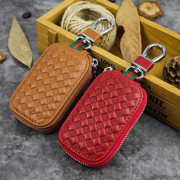 Embossed Brown Leather Men's Key Wallet Key Case Car Car Key Holder For Men