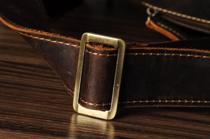 Genuine Leather Mens Cool Backpack Sling Bag Large Brown Travel Bag Hiking Bag for men