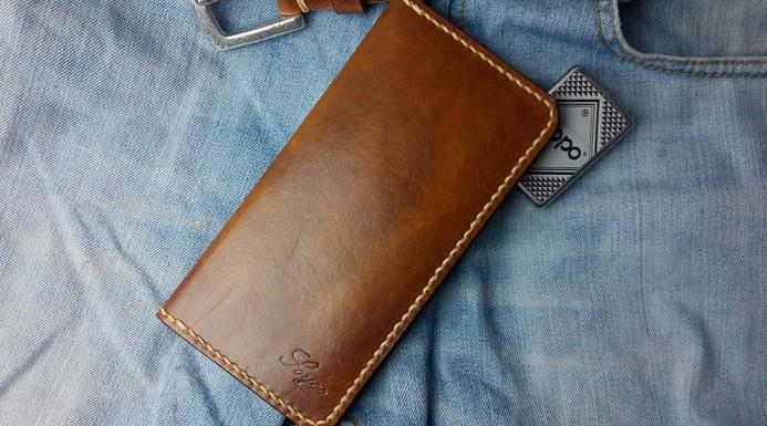Vintage Tan Leather Bifold Mens Long Wallet Leather Long Wallets for Men