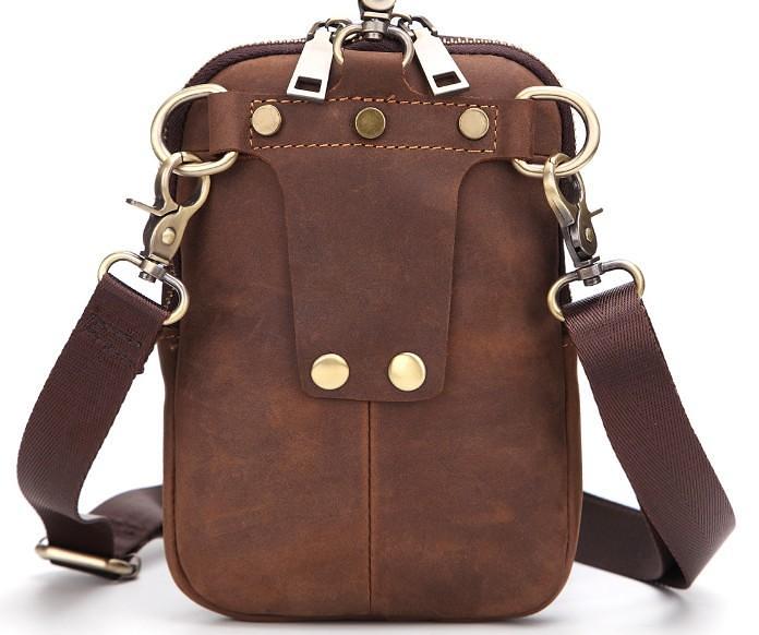 Cool Retro Mens Leather One Shoulder Backpack Chest Bag Sling Bags For Men