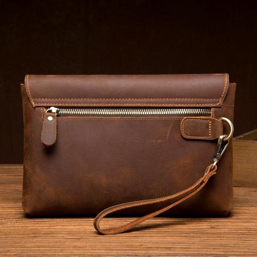 Brown Vintage Mens long Wallet Large Wristlet Wallet Cool Clutch Wallet Envelope Wallet for Men
