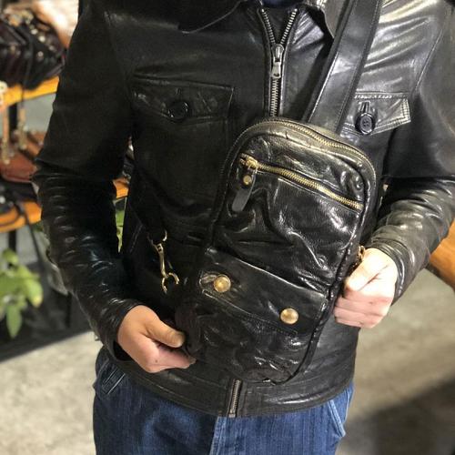 Genuine Leather Mens Cool Chest Bag Sling Bag Crossbody Bag Travel Bag Hiking Bag for men