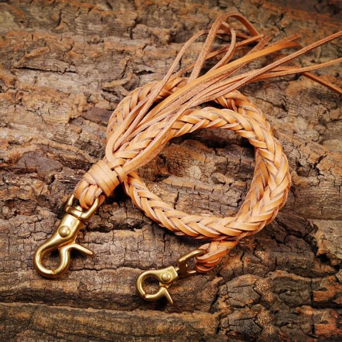 Handmade Leather Braided Wallet Chain Biker Wallet Chain Trucker Chain for Men