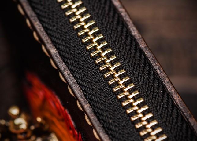 Handmade Mahākāla Leather Black Biker Wallet Mens Cool Short Chain Wallet Trucker Wallet with Chain