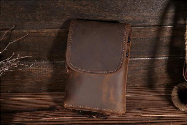 Leather Belt Pouch Mens Small Cases Waist Bag Hip Pack Belt Bag Fanny Pack Bumbag for Men
