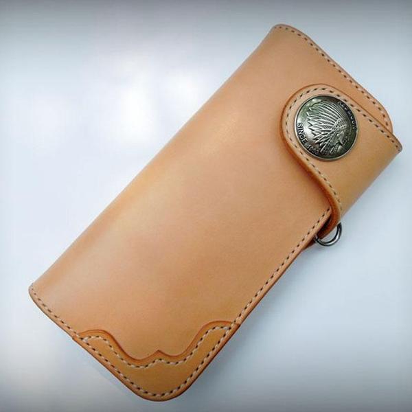 Handmade Leather Biker Wallet Mens Cool Chain Wallet Trucker Wallet with Chain