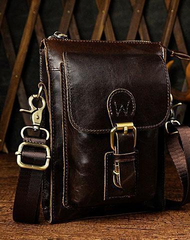 Mens Small Leather Belt Pouch Waist Bag BELT BAG Shoulder Bags For Men