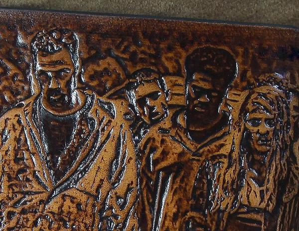 Handmade Leather Tooled TheWalkingDead Mens billfold Wallet Cool Leather Wallet Slim Wallet for Men