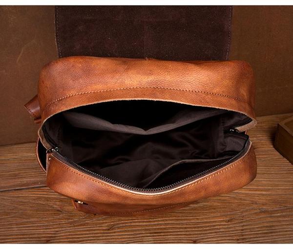 Brown Fashion Mens Leather Large 15inch Laptop Backpacks Black Travel Backpacks School Backpack for men