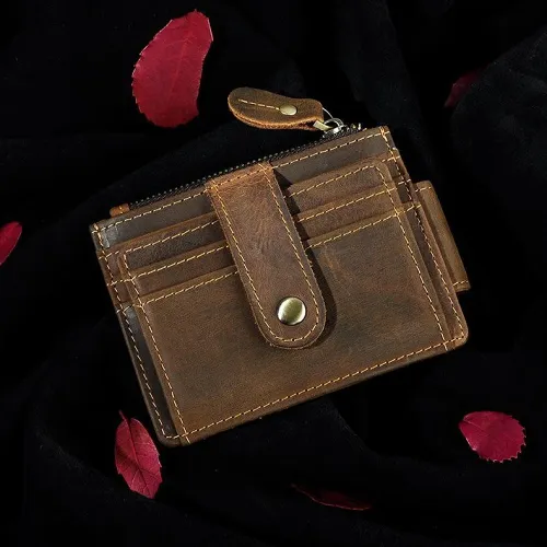 Leather Mens Wallet Cool Slim Front Pocket Wallet Money Clip for Men