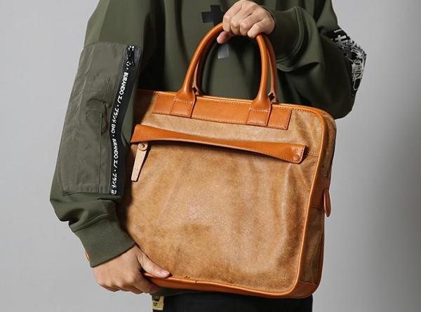 Genuine Leather Mens Briefcase Work Bag Laptop Bag Business Bag for Men