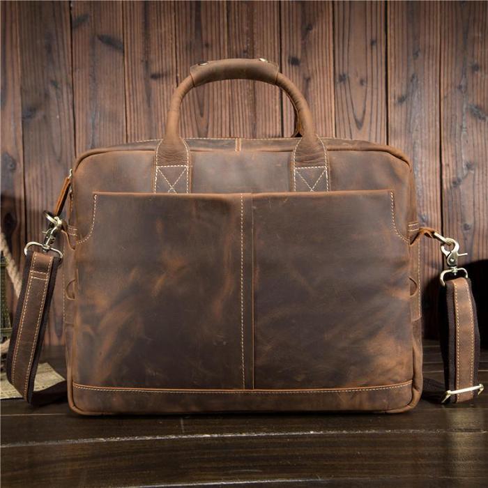 Cool Leather Men Vintage Briefcase Handbag Shoulder Bags Work Bag For Men