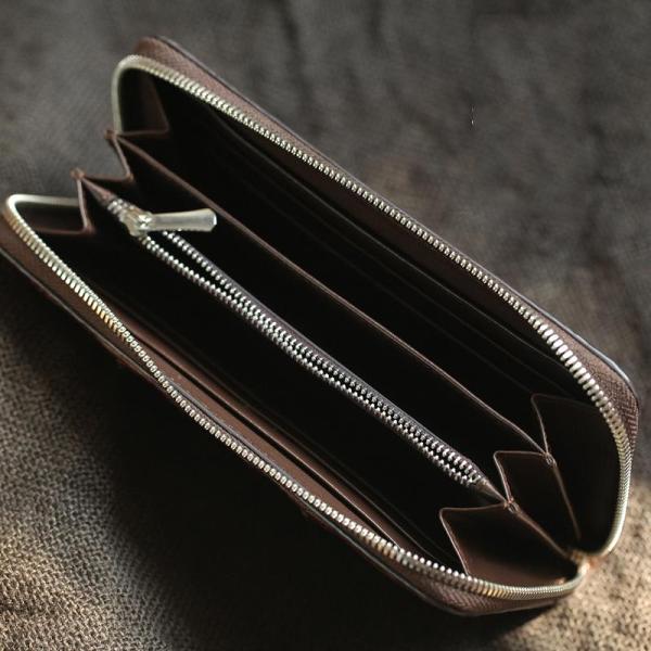 Brown Real Crocodile Leather Mens Long Wallet Zipper Wallet Clutch Wallet For Men
