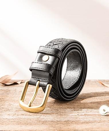 Handmade Cool Braided Leather Mens Belt Leather Belt for Men