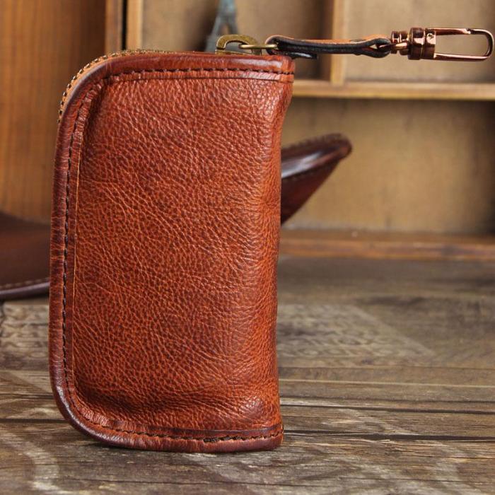 Handamde Genuine Leather Mens Cool Key Wallet Car Key Holder Car Key Case for Men