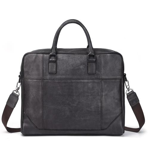 Vintage Leather Mens Briefcase Postman Bag 14inch Laptop Bag Handbag Work Bag For Men