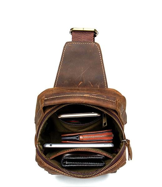 Leather Mens Cool Sling Bag Crossbody Bag Chest Bag for men
