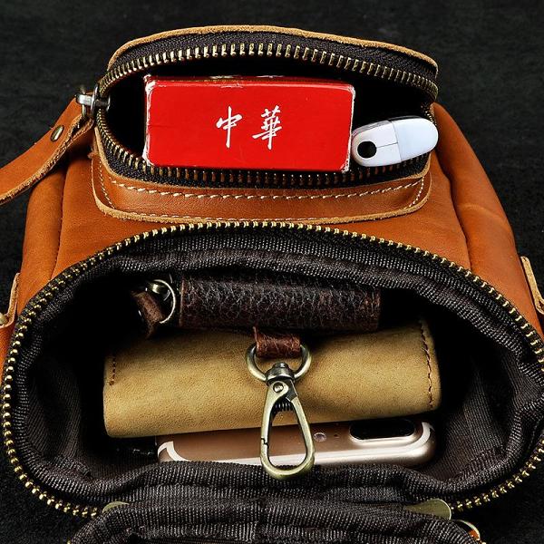 Leather Belt Pouch Mens Small Cases Waist Bag Shoulder Bag for Men