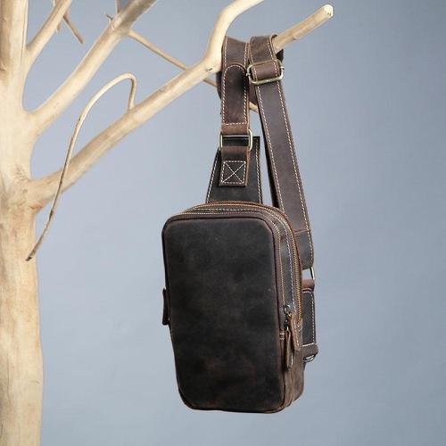 Cool Leather Mens Sling Bag Sling Shoulder Bags Sling Backpack for men